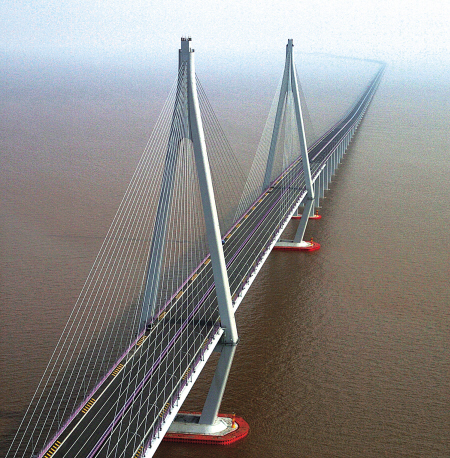 连接沪甬的全世界最长跨海大桥——杭州湾跨海大桥.(胡建华摄)